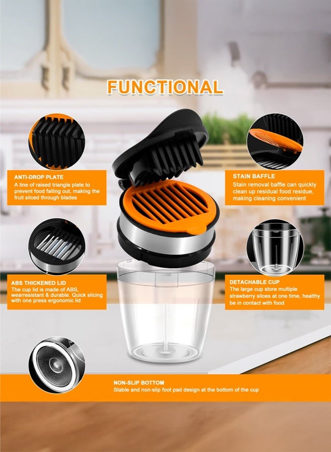 SHABILI Compact Fruit Slicer Cup for Soft Fruit and Eggs, Stainless Steel Kitchen Slicing Tool for Home Use, Speed Fruit Slicer with Detachable Cup Slicer, Slicer Fruit Cutter and Strawberry Slicer - Image 5